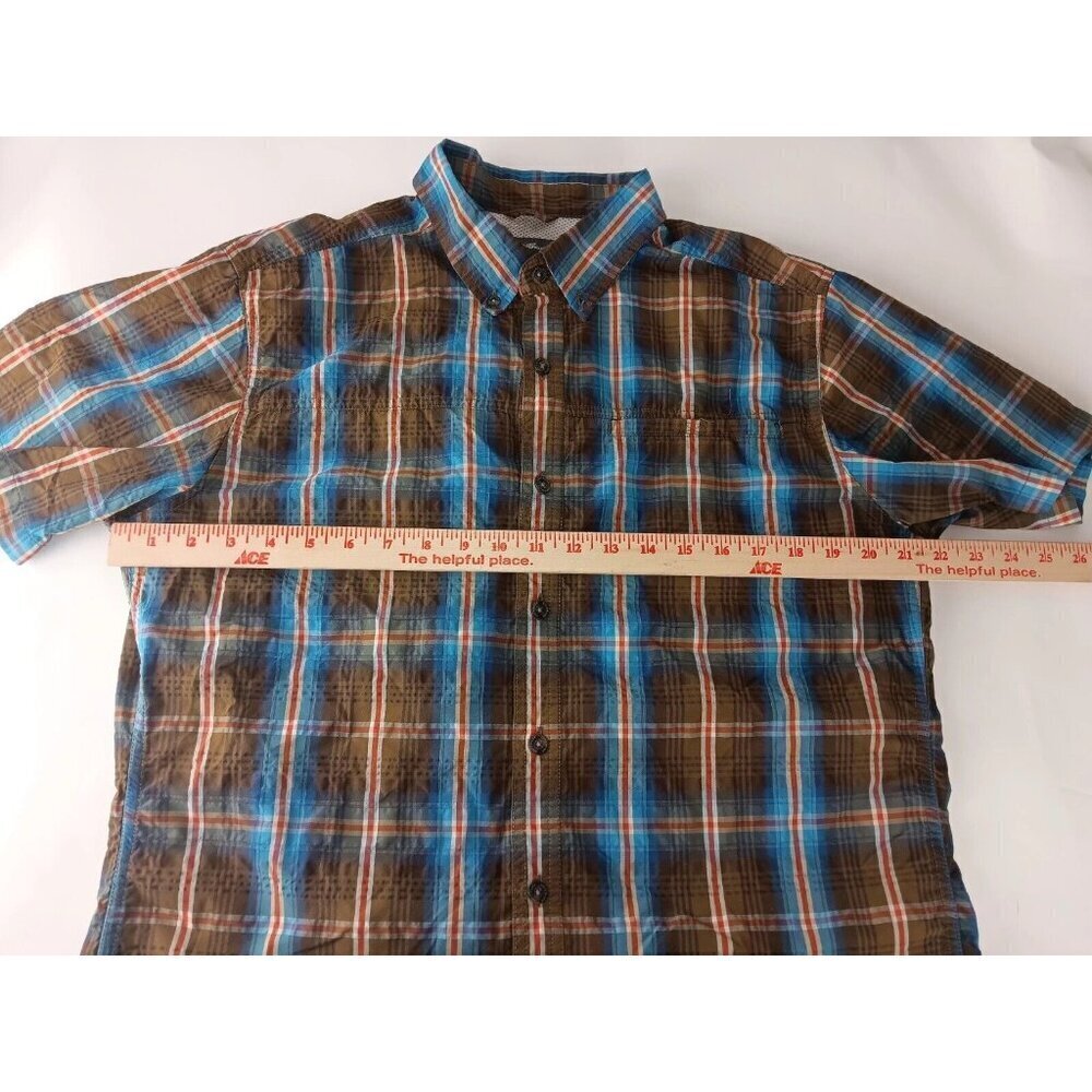 Eddie Bauer Mens Shirt Brown Blue Plaid Mesh Lined Button Down Workwear Size M - Picture 8 of 12